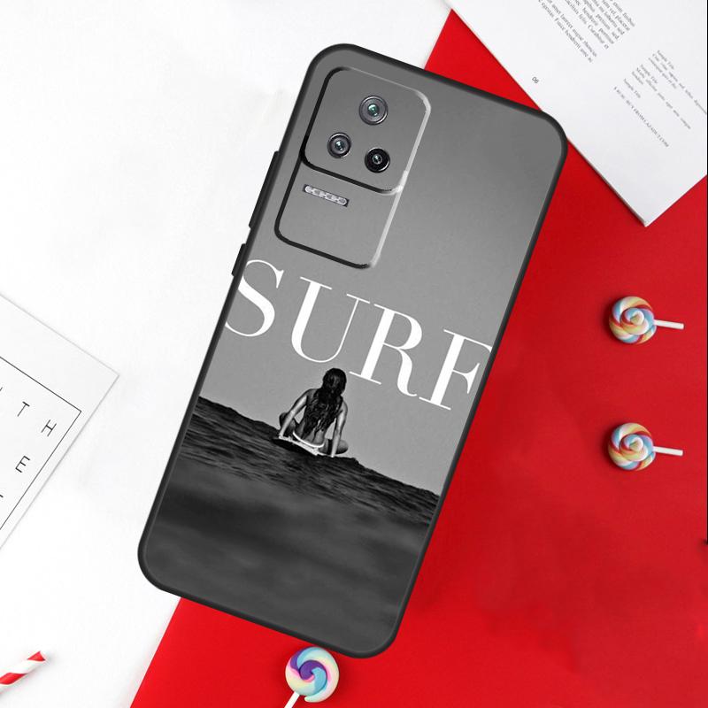 Surfboard Surfing Surf Girl Cover For Xiaomi 14 Ultra 15 13 11T 12T 13T 14T Pro POCO X7 Pro X3 X5 X6 M6 F5 F6 Pro Case