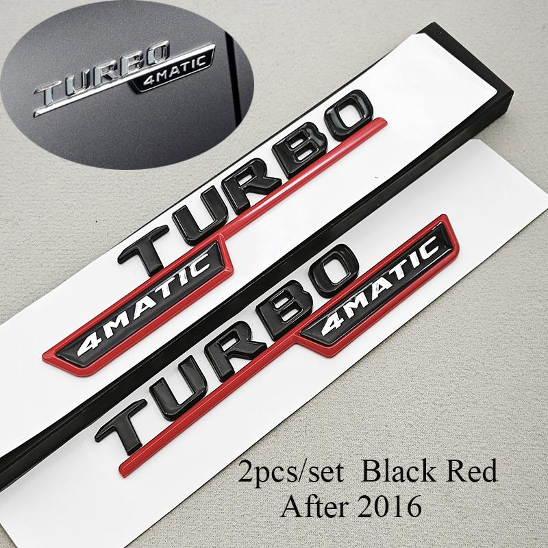 2pcs 3D ABS Chrome Car Letters TURBO 4MATIC Logo Fender Side Badge For Mercedes AMG A35 45 A45S W177 W176 Stickers Accessories