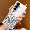 Line Flower Pattern Case For Samsung Z Fold 7 6 5 Luxury Hybrid 3in1 Leather Skin Plating Folding Phone Cover For Samsung Z Fold7 Fold6 Fold5