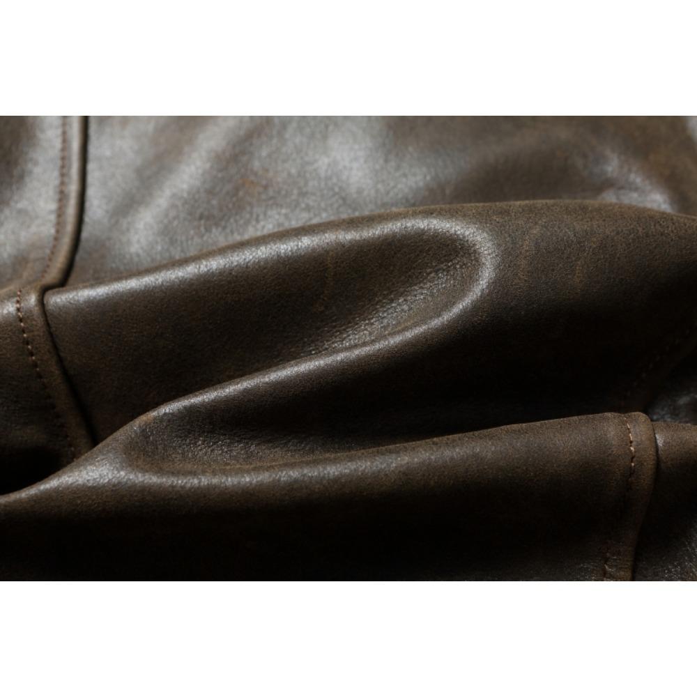 Chinese Size 1940 Style Men Leather Jacket Uncoated Cracked Goatskin Leather Soft Slim Spring Autumn