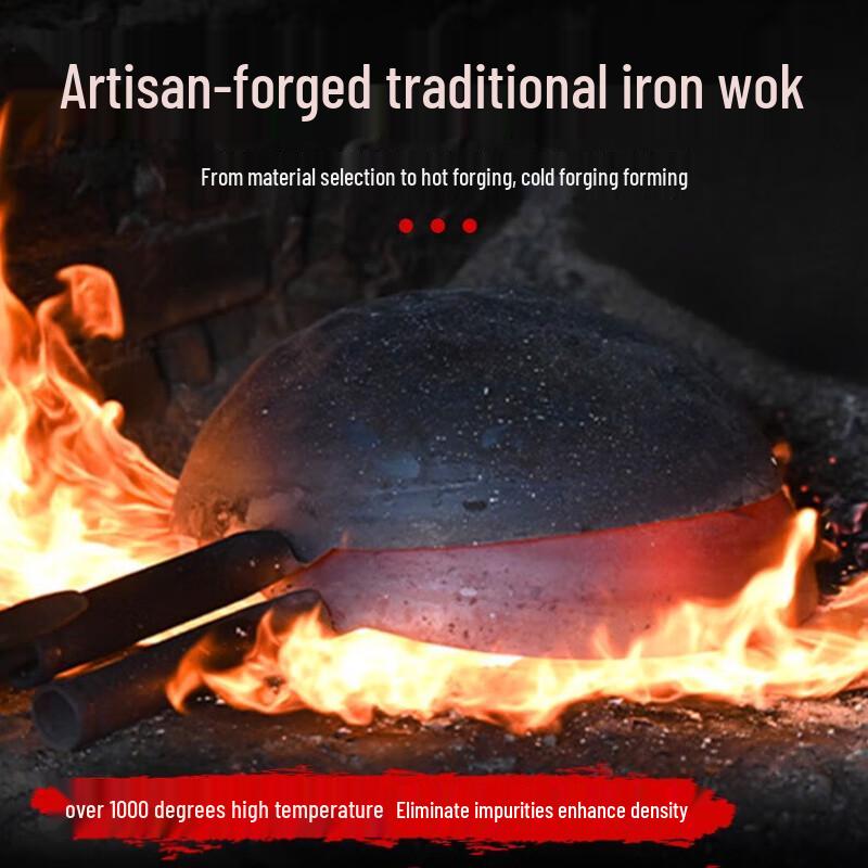 Ručně kovaný nepotažený železný wok Zhangqiu