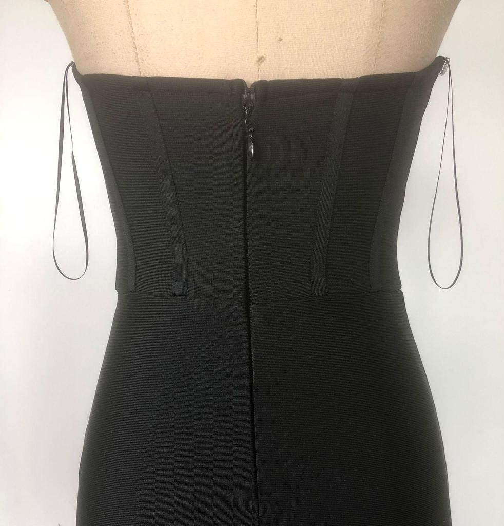 Strapless Rhinestone Mesh Bandage Evening Dress