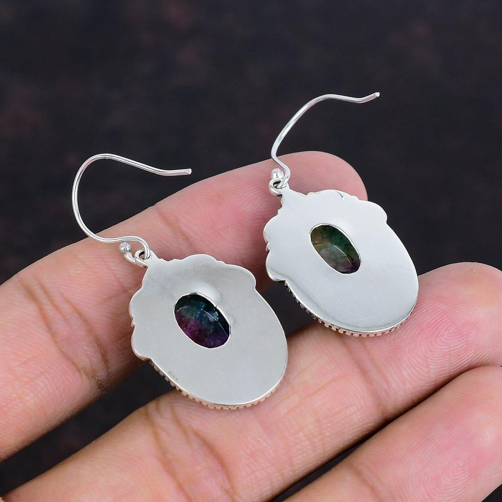 Regenbogen Solarquarz Druzy Ohrringe Vintage Edelstein Ohrring 925 Sterlingsilber Ohrring Handgefertigter Schmuck Geschenke Für Sie Einzigartiger Stil Ohrring