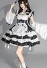 YZZYQQ Maid Cute Black and White Outfit with Gothic Alice in Wonderland Princess Classical and Plus Size Maid Size S Costume, Cosplay, Ribbon, Lolita,