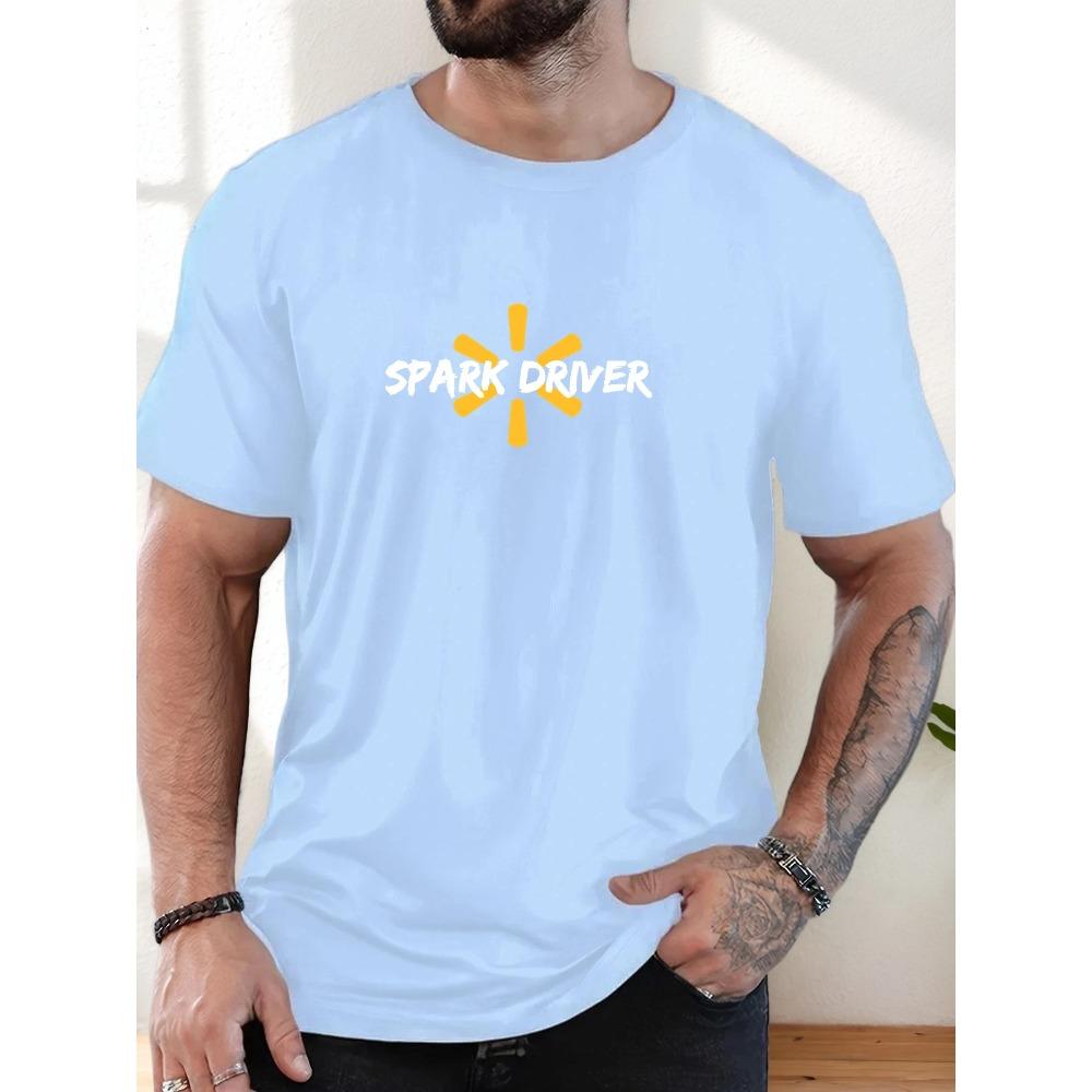 Men's SPARK DRIVER Pattern Summer Casual Crew Neck Short T-shirt