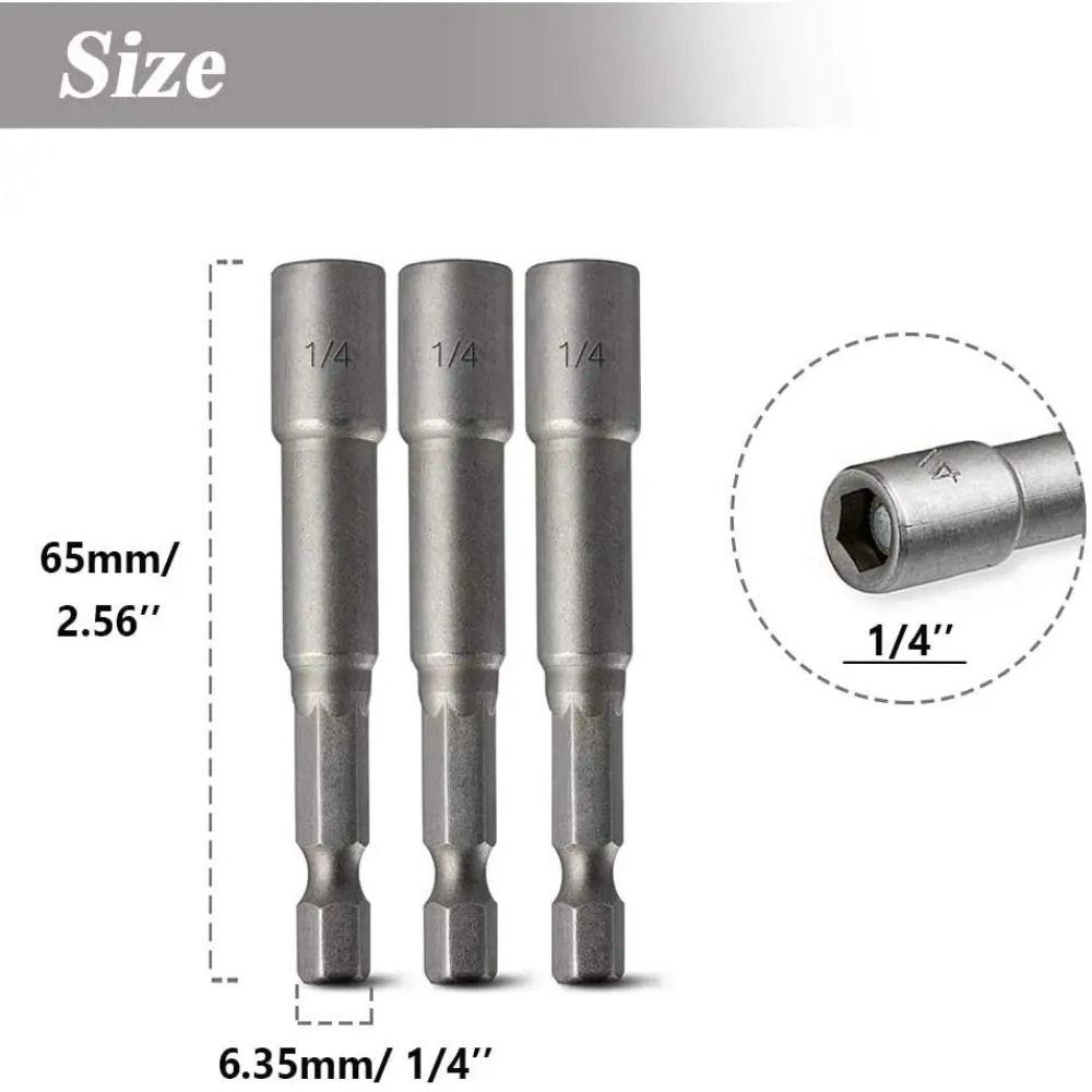 Magnetic Impact Socket Length 65MM Nut Screwdriver Durable Hex Socket Adapter  Repairing Tool Kit