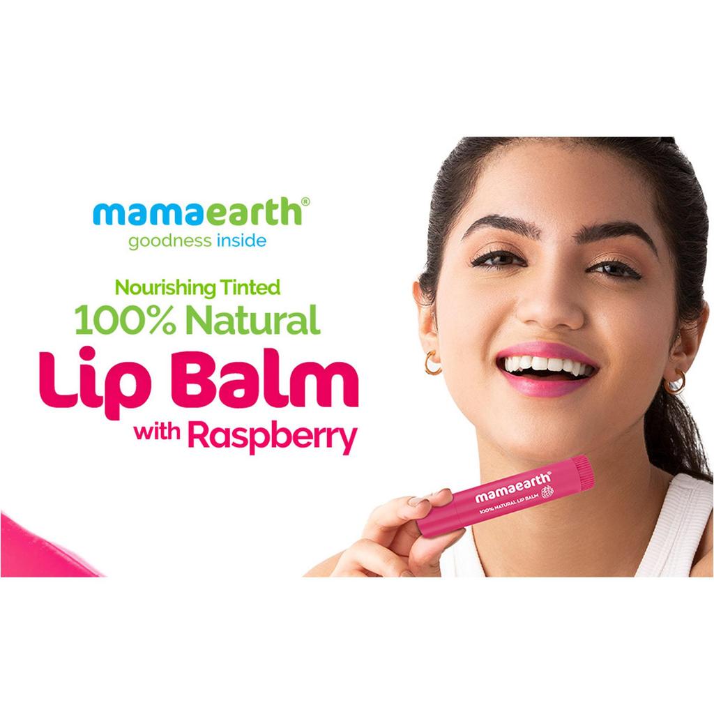 Mamaearth Nourishing Tinted Natural Lip Balm With Vitamin E Raspberry 4 G 12-Hour Moisturization