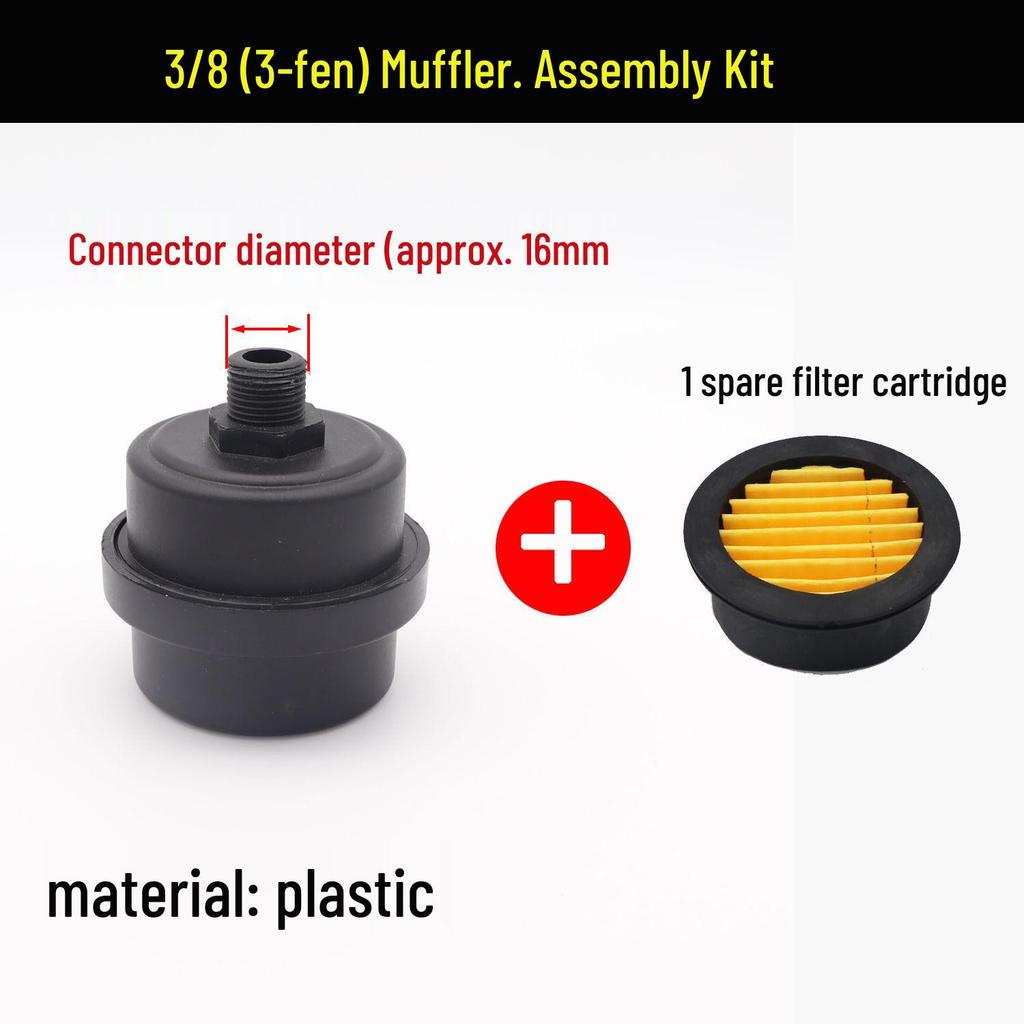 Oil-Free Air Compressor Kit: Direct-Coupled Pump, Silencer Muffler, Air Filter & Element.