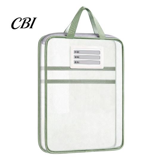 Clear Mesh Pouches Transparent Nylon Document Bag, Portable Lightweight File Organizer with Zipper Travel Holders And Strap, Large Capacity Holder for