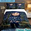 Custom Name 3PCS Mystery Coraline's World Bedding Set,Including  Duvet Cover And 2pcs Pillowcases Perfect for Bedroom,Dormitory,Fan Christmas Gift