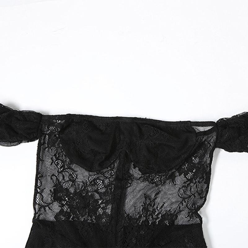 Sexy Durchsichtiges Langes Kleid Aus Spitze, Elegantes Aushöhlen, Rückenfrei, Bedrucktes Partykleid Mit Hoher Taille, Einfarbiges Maxikleid Für Damen