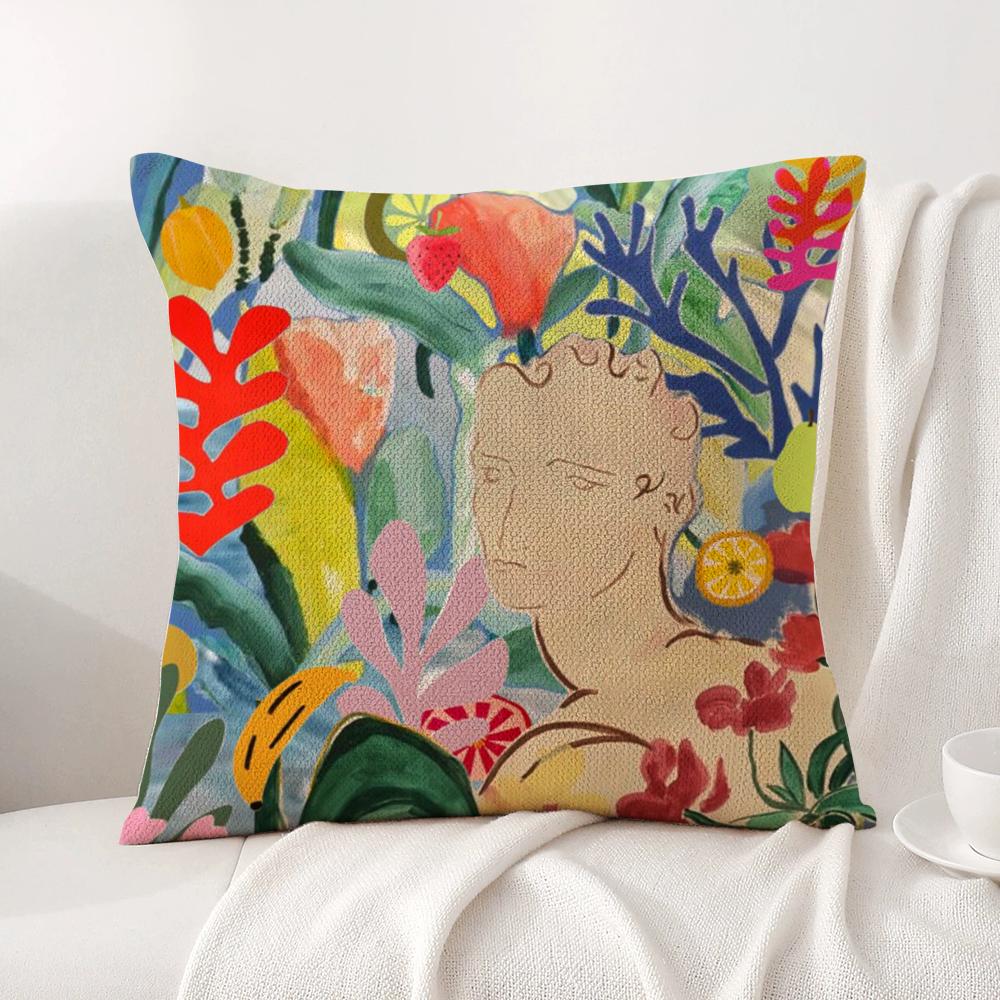 H-Henri M-Matisse Painting Cushion Cover Summer Coolness Linen Fabric Double-Sided Printing Pillow Case Sofa Home Decor Gift