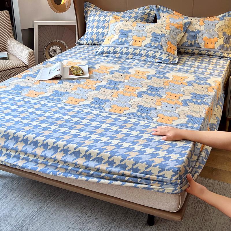 Thick Pure Cotton Flannel Fitted Bed Sheet: Non-Slip, All-Inclusive Mattress Protector