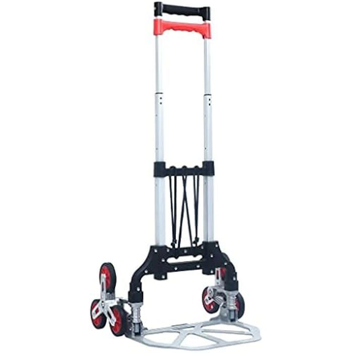 Foldable Stair Climbing Trolley - VIDAXL - Silver Aluminium - Load 70 Kg - Adjustable Height