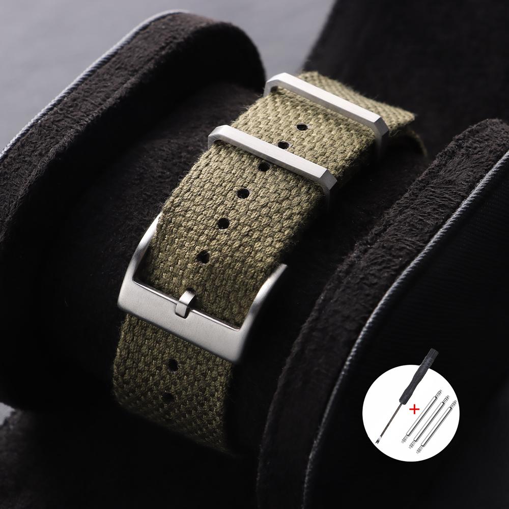 20mm 22mm Geripptes Nylon-Uhrenarmband Bequeme Armbänder Schlaufe Militärisch Waschbares Armband für Herren Uhrenarmbänder Uhrenzubehör