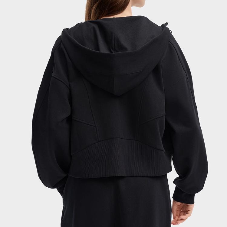 Fila Original Fashion Casual Full Zip Hoodie Sweatshirt Women Outerwear Black F51W449501F-BK