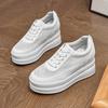 New Leather Little White Shoes Women's Inner Height Increase Women's Shoes Women's Thick-soled Muffin Shoes Casual Versatile and Thin