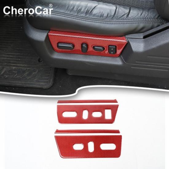 Seat Adjustment Switch Panel Decor Sticker Red Carbon Fiber For 09-14 Ford F150