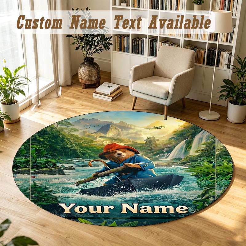 Round Rug Custom NamePaddington Pattern Non Slip Carpet Home Floor Decor