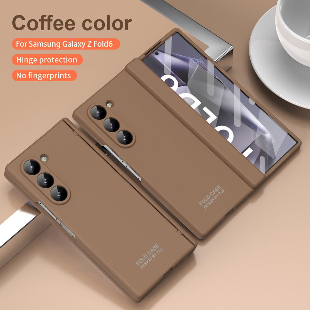 

Ультратонкий складной противоударный чехол с полной защитой, твердый чехол ярких цветов для Samsung Galaxy Z Fold 6 5 4 3 2 360 Samsung Z Fold 6 кофейный