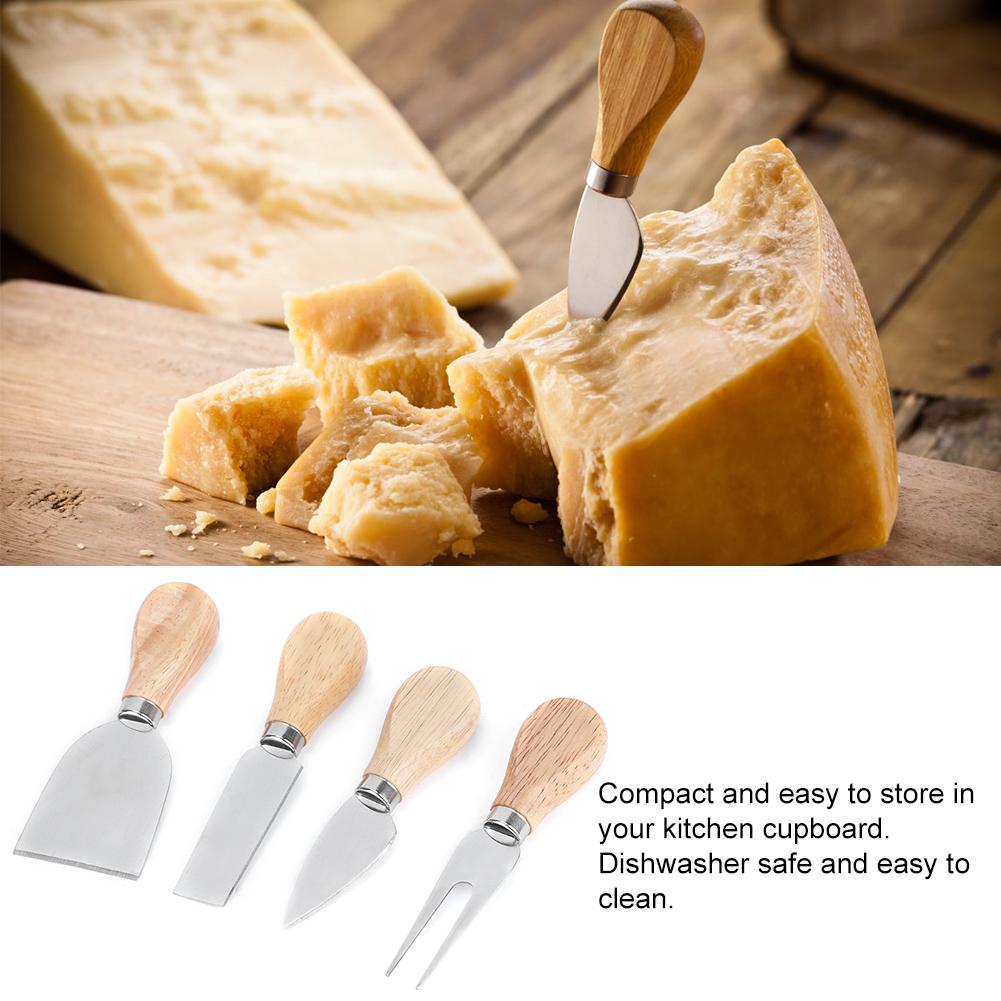 4PCS/Set Stainless Steel Cheese Knives Wood Handle Cheese Cutting Knife Cutter Set Kitchen Tools