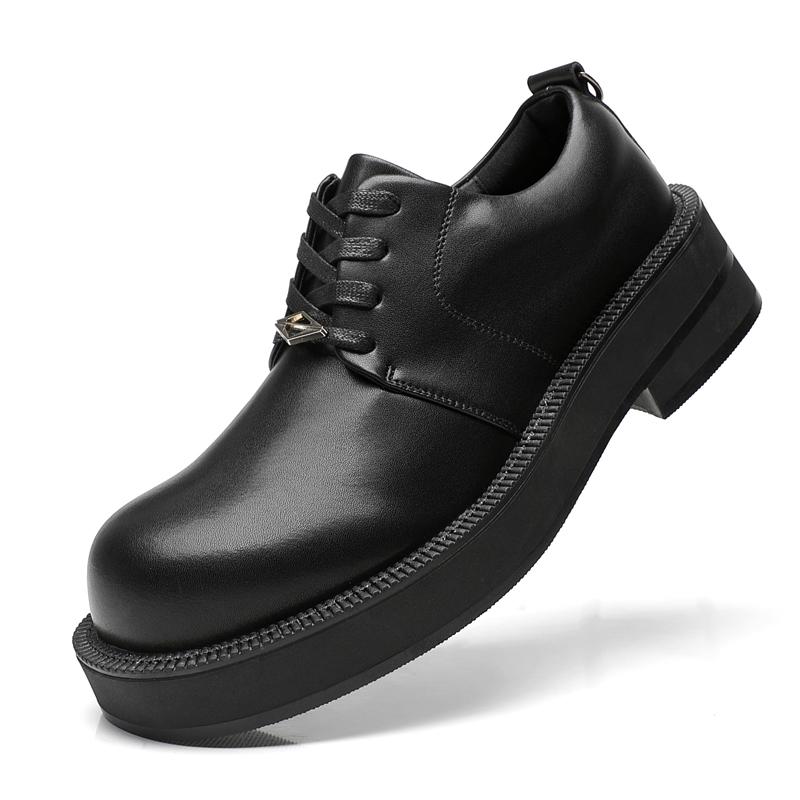 

Fashion Derby thick soled men s leather shoes Minimalist Designer Style Office or leisure business Working adult shoes Black luxury 44 чёрный