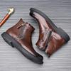 Botines de Cuero de Moda para Hombre Otoño Invierno Terciopelo Cálido Botas Chelsea de Caña Alta Zapatos de Vestir Casuales de Diseñador para Hombre