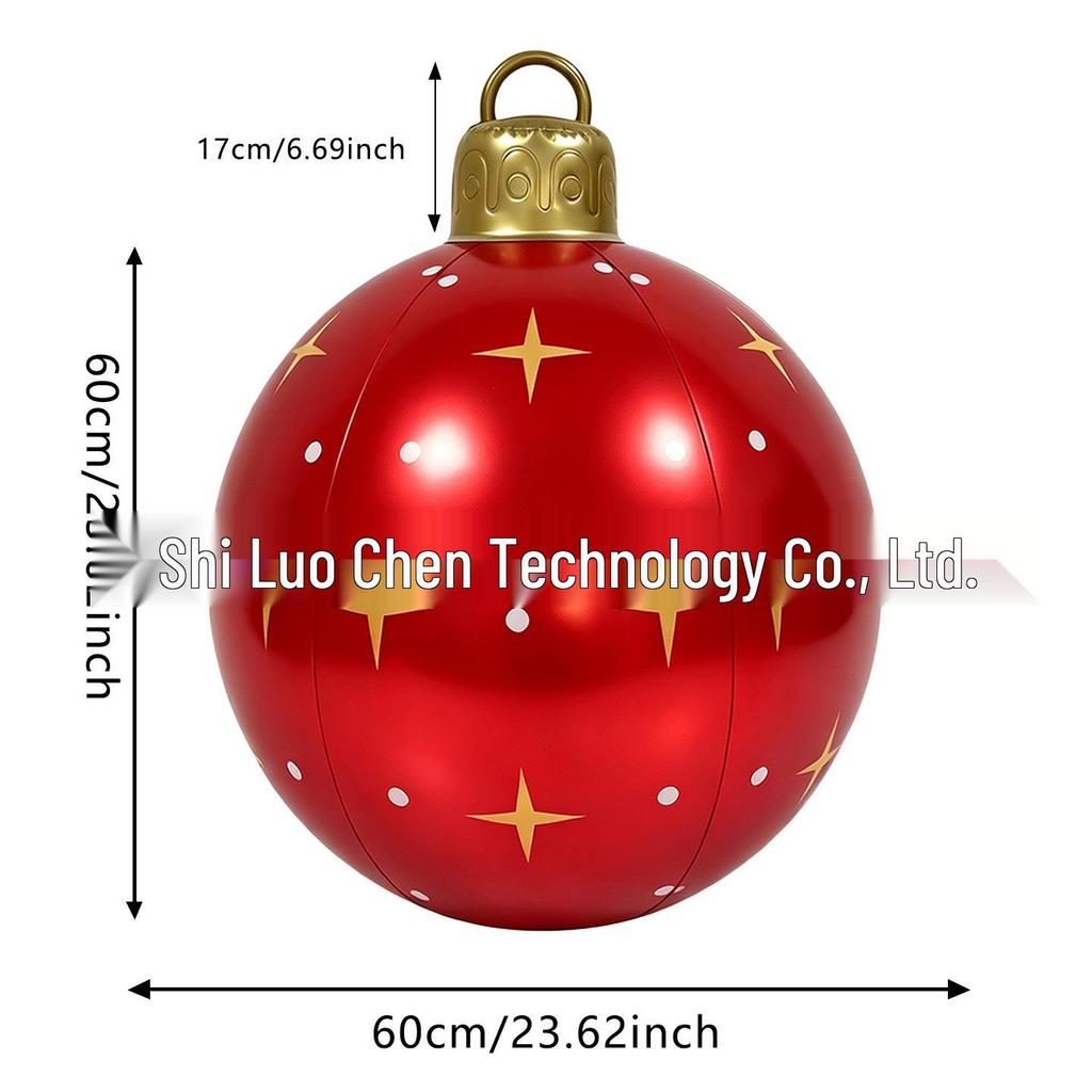PVC Inflatable Striped Meteor Snowflake Christmas Ball Ornament for Outdoor Parties