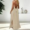 Women's Backless Strapless Dresses, Backless Loungewear Dress, Sleeveless, House Dress, Long Dress With Back Bow