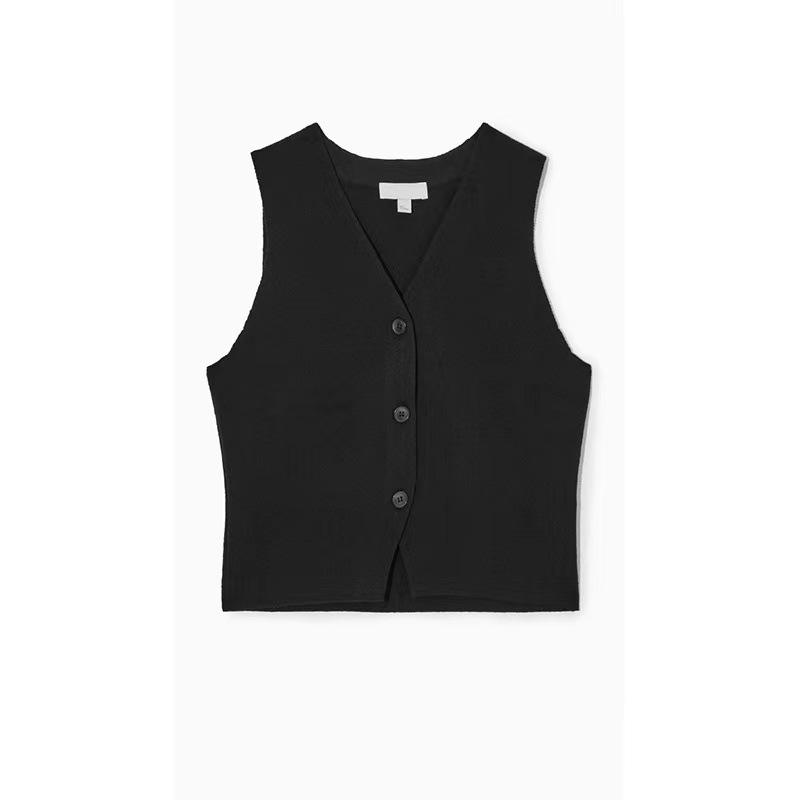 

Весна 2025 COS женский трикотажный топ без рукавов с V-образным вырезом Small чёрный