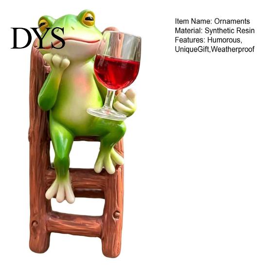Handbemalte Frosch-Dekoration Harz auf Leiter Statue, Lustige Figur mit Weinglas, Heilende Dekorationen für Gärtner Garten Pflanztopf Dekoration