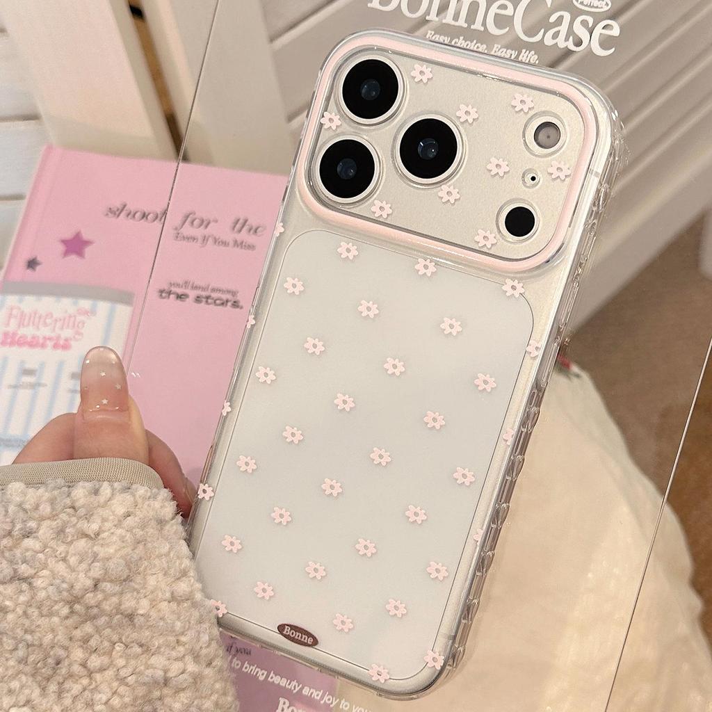 IPhone 15, iPhone 16 ve iPhone 17 Pro Max için Pembe Çiçekli Telefon Kılıfı