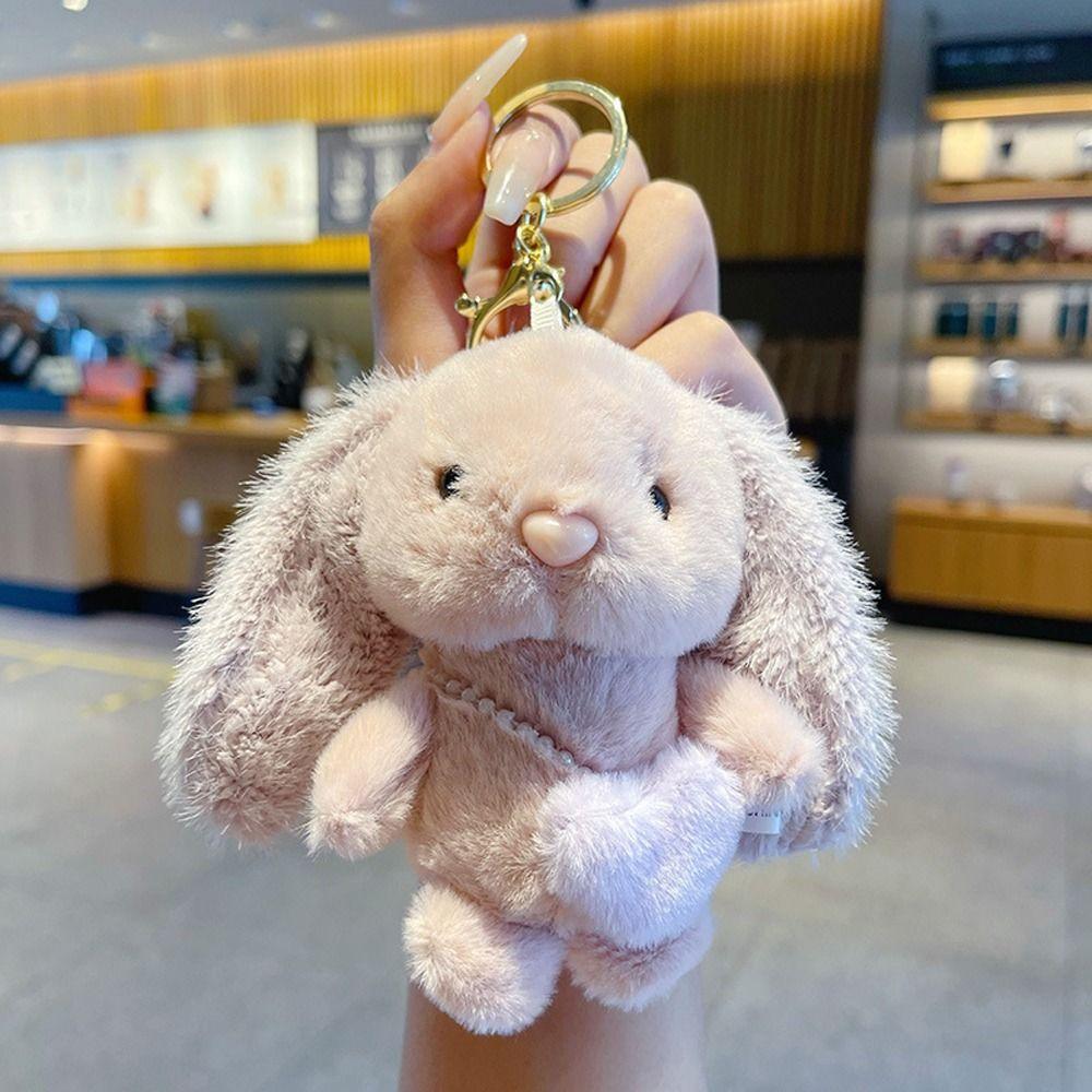 Heart Plush Rabbit Animal Door Key Cartoon Keychains Key Chains Korean Keyrings Bag Pendant