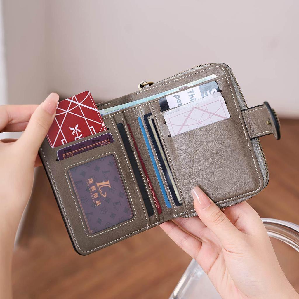 2025 Fashion Women's Cutout Short Wallet with Large Capacity Zipper Coin Purse and Retro Card Holder
