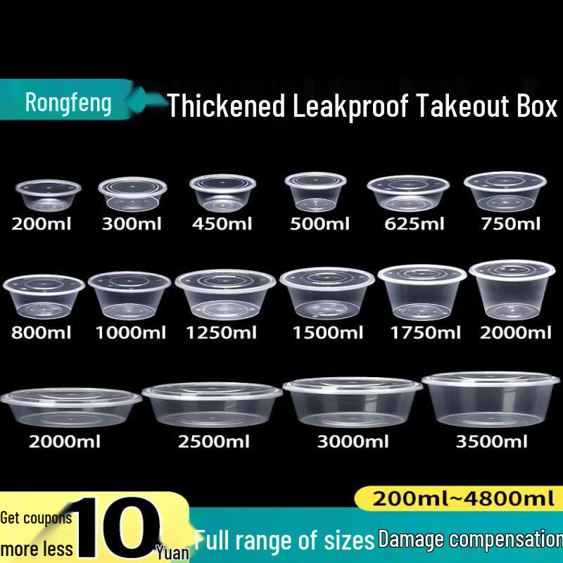 Disposable Transparent Plastic Round Takeaway Bowl