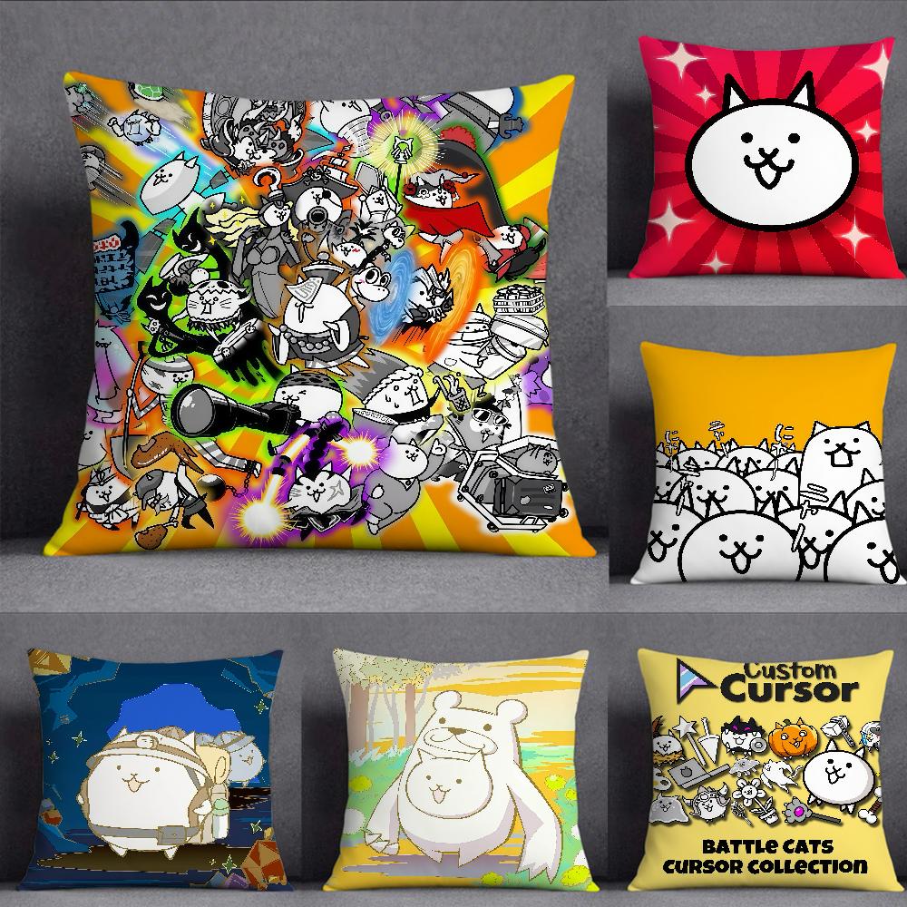 Cartoon The BBattle Cats Pillow Case Square DoubleSided Printing Sofa Cushion Cover Pillowcase Bedroom Bedside