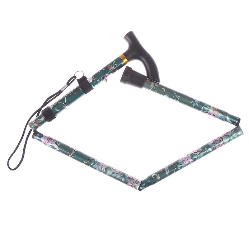 1Pc Aluminum Alloy Five-Section Folding Cane T Handlebar Safety Walking Stick