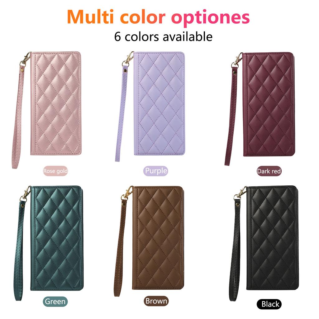 Anwendbar für Sharp Wish4 Lederhülle, Google 9Pro Rauten kleiner duftender Wind starke magnetische Klappkartenbrieftasche Schutzhülle