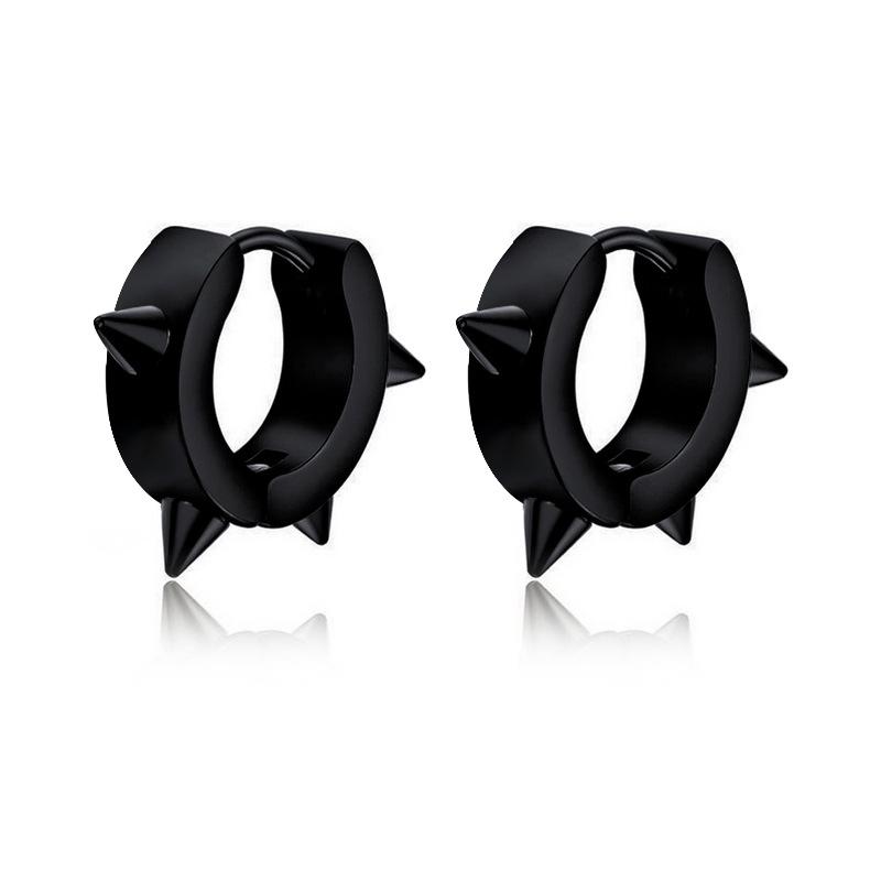 1 Pair Punk Titanium Steel Ear Clip/Ear Stud Earrings For Men Women Black Pierced/No Pierced Fake Ear Circle Pop Jewelry