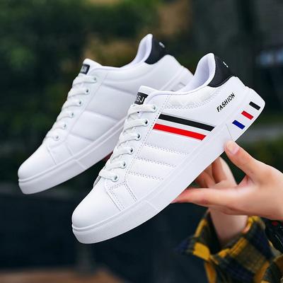 Fashion Men's Casual Sports Shoes for Men Lightweight PU Leather Sneakers  Breathable Mens Flat WhiteTennis Shoes