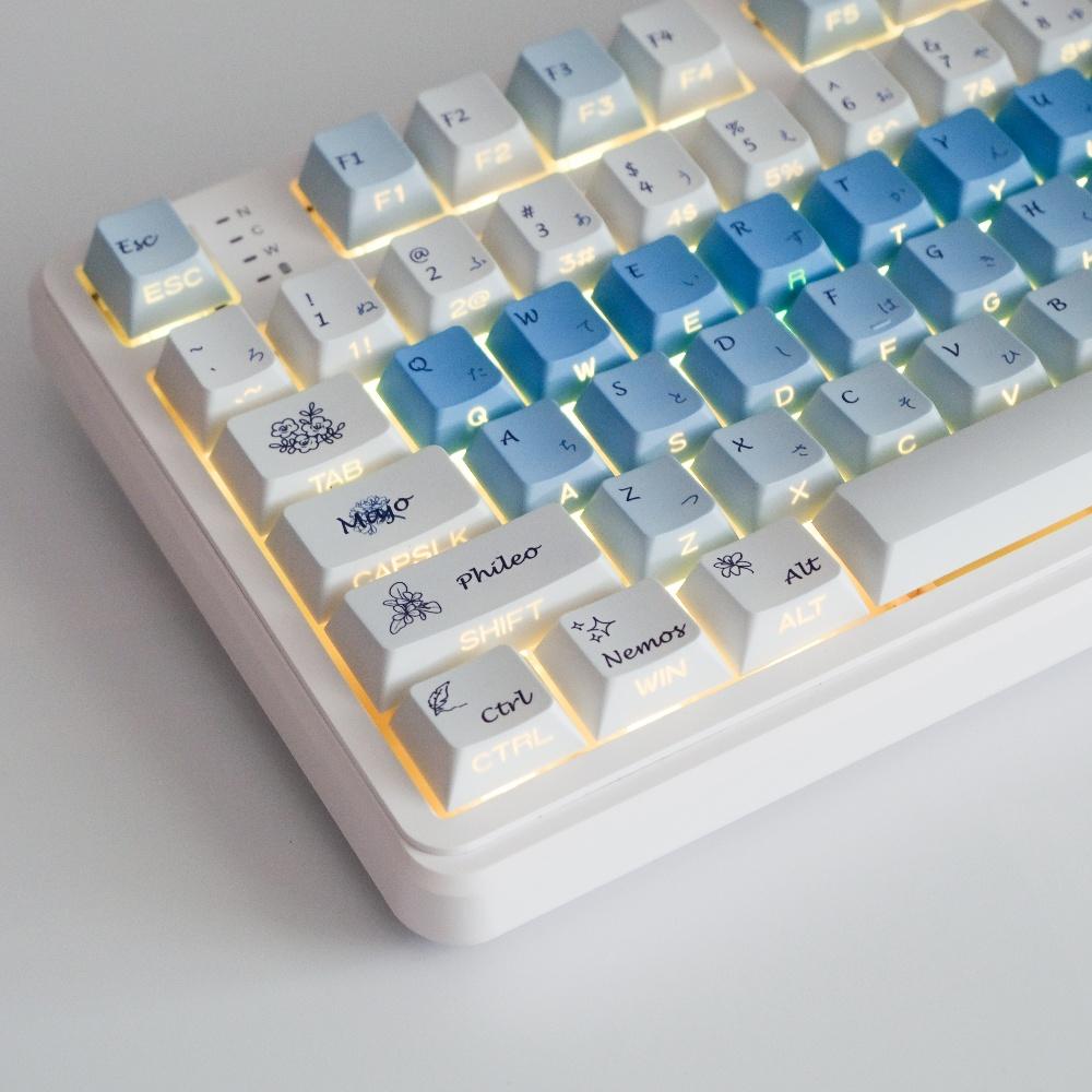 Blue Love Side Engraving Translucent Different World Emotional Theme Keycaps Cherry Pbt Sublimation 128Keys Keycaps