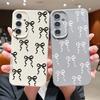 Bowknot Pattern Slim Matte Phone Case For Samsung S25 S24 FE S23 Ultra S22 A36 A56 A16 A55 A26 A35 TPU Leather Texture Soft Shockproof Bumper Cover