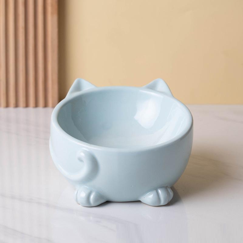 Creative Ceramic Drinking Water Food Bowls, Anti Overturning Neck Protection, Large caliber, Cute Cat Bowl, Pets Supplies, 1Pc
