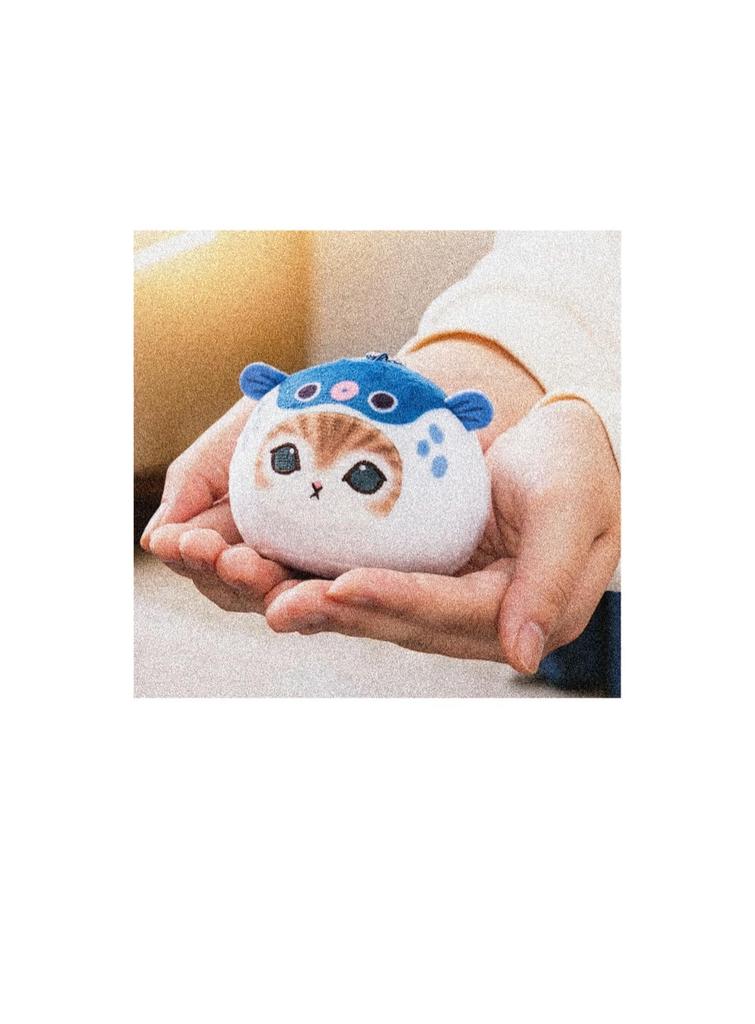 Mofu Sea Creature Cat Face Official Merchandise Mascot, Approx. 7cm, (Pufferfish)