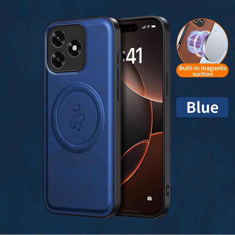 

Бездротова зарядка Магнітний чохол для Honor X5c Plus Захисна накладка Шкіра PU Жорстка задня кришка Coque Funda Honor X5c синій
