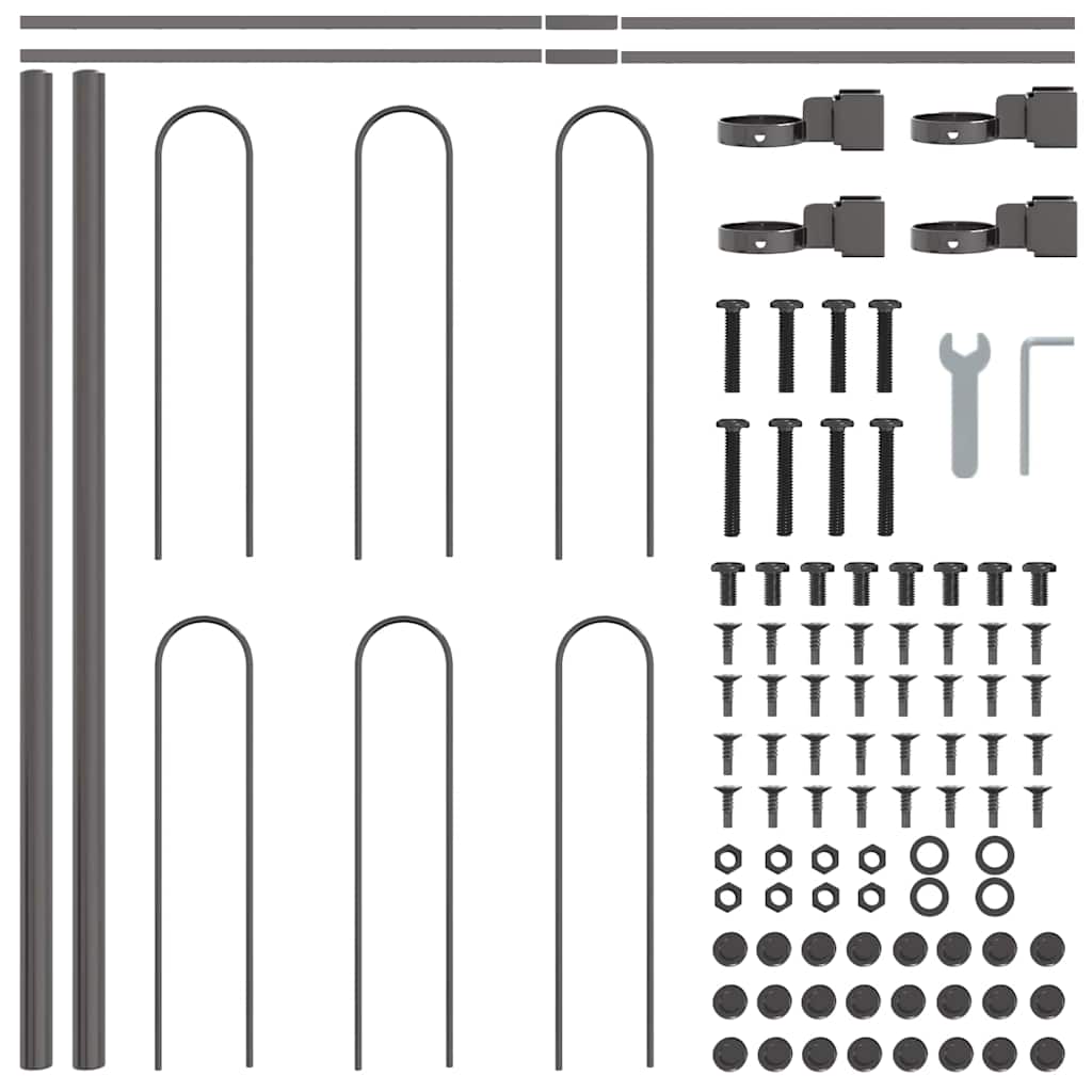 Garden Fence 8 pcs Grey 13.6 x 0.6 m Powder Coated Steel