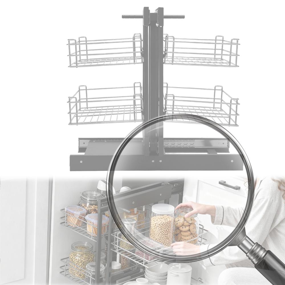 

Corner Pull-Out Basket Widen Cabinet Organizer Double-Layer Bowls Storage Shelf United States