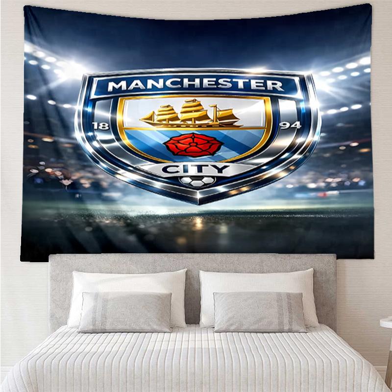 Manchester City Football Club Tapestry for Bedroom Aesthetic Classroom Tapestries Wall Hanging for Living Room Dorm Office,Ideal Creative Gift