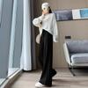 Tassel Knitted Wide Leg Pants for Women in Autumn and Winter Brushed Straight Leg Pants Loose and Slimming Floor Length Pants