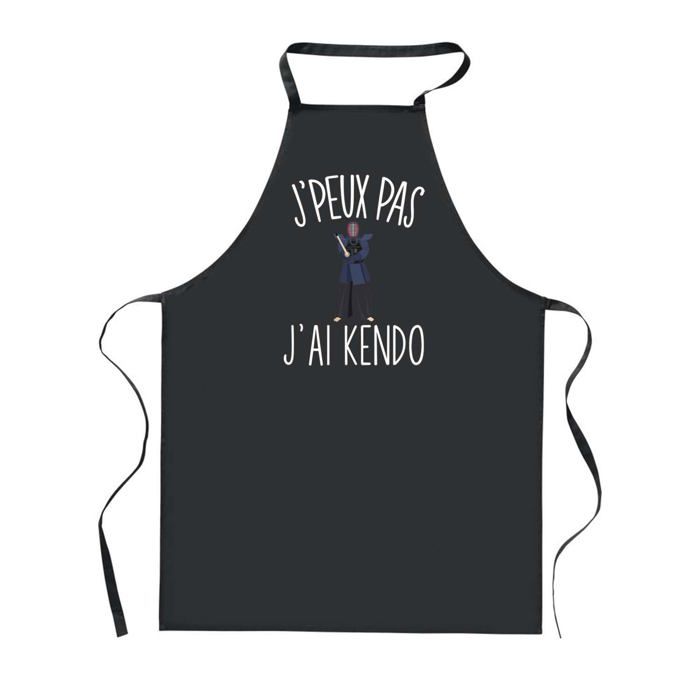 Tablier de cuisine - PLANETEE - J'peux Pas Kendo - Noir - 90x60 cm - Impression France